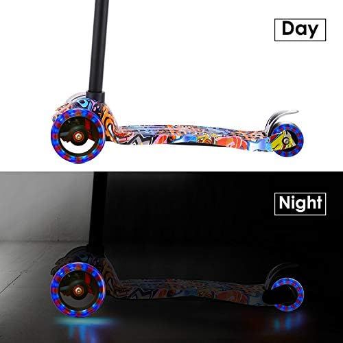  Hikole Scooter for Kids, Kick Scooter for Toddlers Girls & Boys with LED Light Up Scooters Wheels, Adjustable Height Scooter for Children Ages 3-12