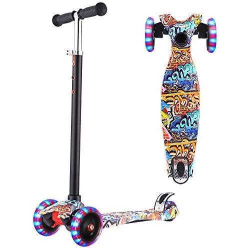  Hikole Scooter for Kids, Kick Scooter for Toddlers Girls & Boys with LED Light Up Scooters Wheels, Adjustable Height Scooter for Children Ages 3-12