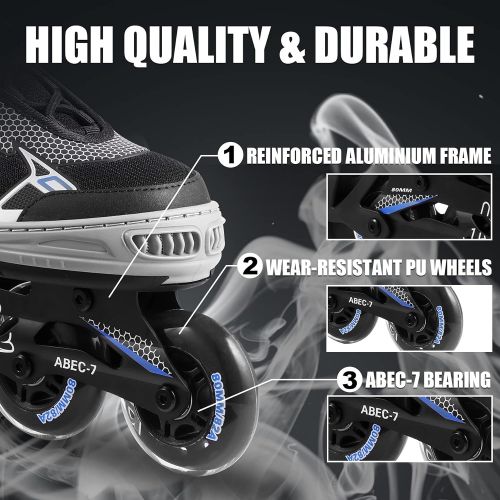  Hikole Adult Roller Blades for Women and Men Inline Skates, Adjustable Outdoor Inline Skates, Breathable Adult Fitness Rollerblades