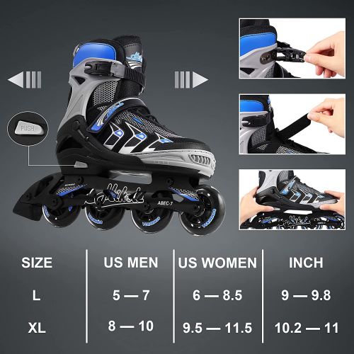  Hikole Adult Roller Blades for Women and Men Inline Skates, Adjustable Outdoor Inline Skates, Breathable Adult Fitness Rollerblades