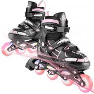 Hikole Inline Skates for Kids Teenagers, Christmas Kids Gift with Adjustable Inline Skates with Light Up Wheels Flashing Inline Skates