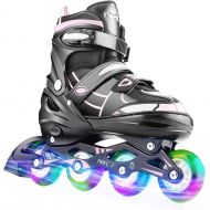 Hikole Inline Skate for Girls Boys Kids and Adult Women Adjustable Blades Roller Skates with Light Up Wheels for Indoor Outdoor Youth in Line Skating ?for Beginners Children Teen