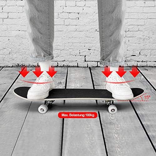  Hikole Skateboard - 31 x 8 Complete PRO Skateboard - Double Kick 7 Layer Canadian Maple Wood Adult Tricks Skate Board for Beginner, Birthday Gift for Kids Boys Girls 5 Up Years Old