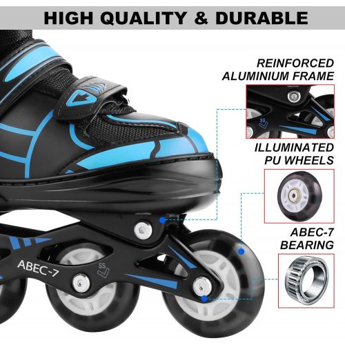  Hikole Inline Skate for Girls Boys Kids and Adult Women Adjustable Blades Roller Skates with Light Up Wheels for Indoor Outdoor Youth in Line Skating ?for Beginners Children Teen