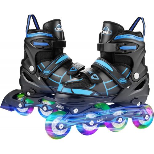  Hikole Inline Skate for Girls Boys Kids and Adult Women Adjustable Blades Roller Skates with Light Up Wheels for Indoor Outdoor Youth in Line Skating ?for Beginners Children Teen