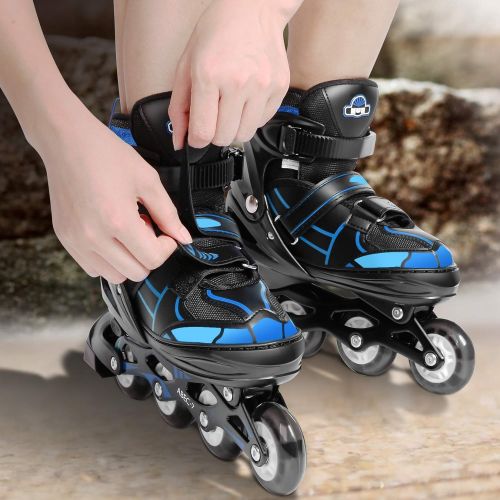  Hikole Inline Skates for Kids Teenagers, Christmas Kids Gift with Adjustable Inline Skates with Light Up Wheels Flashing Inline Skates