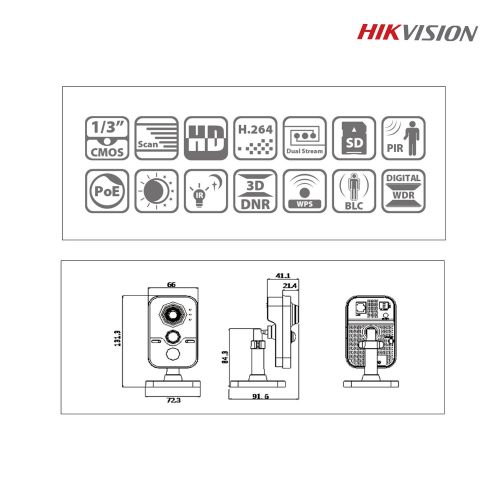  Hikvision International version DS-2CD2432F-IW 4mm 3MP Indoor IR Wifi Cube Camera