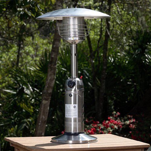  Hiland HLDS032-B Portable Table Top Patio Heater, 11,000 BTU, Use 1lb or 20Lb Propane Tank, Stainless Finish