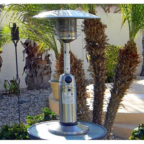  Hiland HLDS032-B Portable Table Top Patio Heater, 11,000 BTU, Use 1lb or 20Lb Propane Tank, Stainless Finish