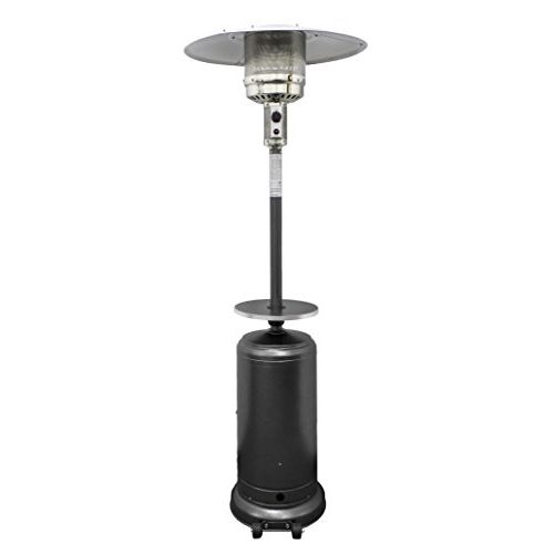  Hiland HLDS01-WCBT 48,000 BTU Propane Patio Heater w/Wheels and Table, Large, Hammered Silver