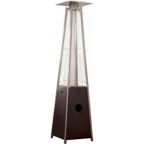  Hiland HLDSO1-WGTHG Pyramid Glass Tube Propane Patio Heater w/Wheels, 40,000 BTU, Hammered Bronze