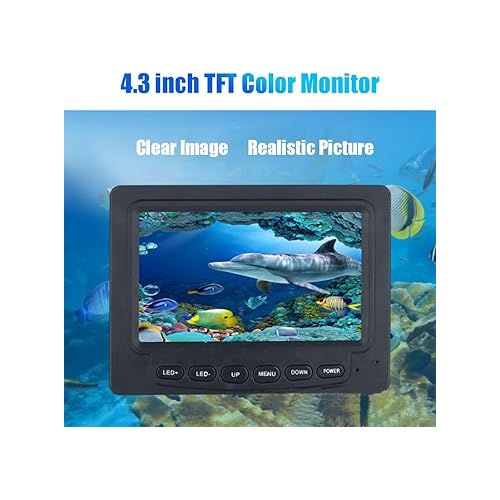  Hilitand Fish Finder Kit, Underwater Fishing Camera with 4.3'' Display, Portable Video Fish Finder, Led Brightness Adjustment, Aluminum Alloy 165° View Fish Model Camera, for Lake Fishing