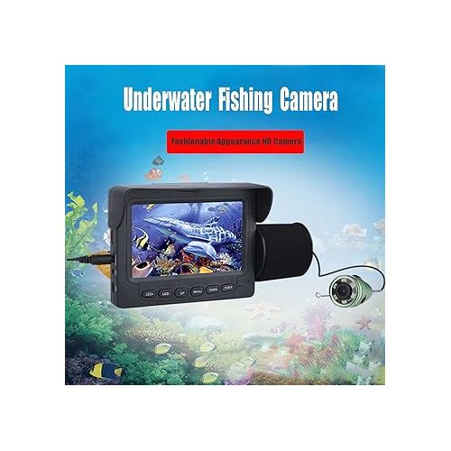  Hilitand Fish Finder Kit, Underwater Fishing Camera with 4.3'' Display, Portable Video Fish Finder, Led Brightness Adjustment, Aluminum Alloy 165° View Fish Model Camera, for Lake Fishing