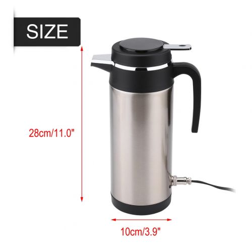  Hilitand Wasserkocher, 1.2L 12V 120W Edelstahl Elektrischer WasserkocherReise Thermos Heizung Wasserflasche fuer Kaffee Tee