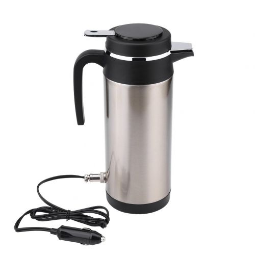  Hilitand Wasserkocher, 1.2L 12V 120W Edelstahl Elektrischer WasserkocherReise Thermos Heizung Wasserflasche fuer Kaffee Tee
