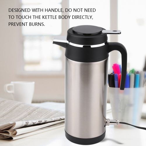  Hilitand Wasserkocher, 1.2L 12V 120W Edelstahl Elektrischer WasserkocherReise Thermos Heizung Wasserflasche fuer Kaffee Tee