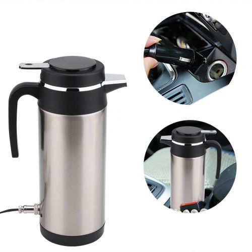  Hilitand Wasserkocher, 1.2L 12V 120W Edelstahl Elektrischer WasserkocherReise Thermos Heizung Wasserflasche fuer Kaffee Tee