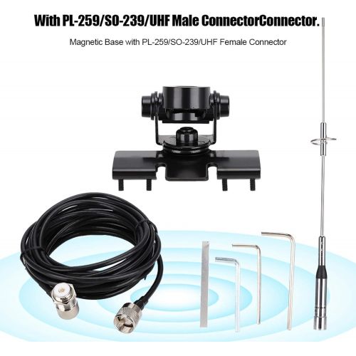 Hilitand Car Radio Antenna Set,Waterproof Dual Band VHF/UHF Antenna with Magnetic Base,5m RG-58 /U Cable,Rubberized Magnet Cover,Radio Mobile Antenna for Kenwood,for,for ICOM