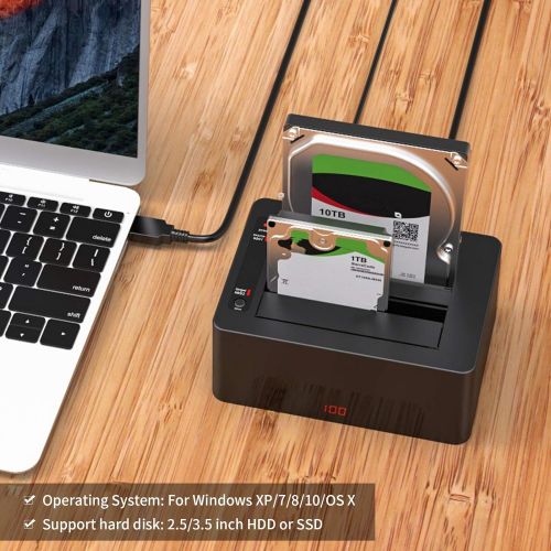  Hilitand Hard Drive Duplicator Dock, Onestep Hard Disk cloning and Backup, SSD Solid State Drive,Support for 2.5/3.5 inch SATA Interface, Support hot Plug and Play(US-2)