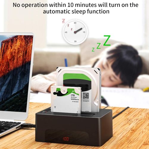  Hilitand Hard Drive Duplicator Dock, Onestep Hard Disk cloning and Backup, SSD Solid State Drive,Support for 2.5/3.5 inch SATA Interface, Support hot Plug and Play(US-2)