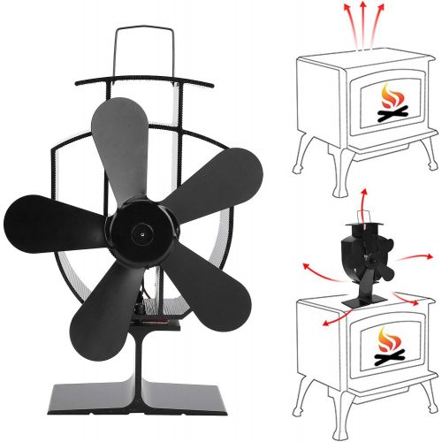  Hilitand Heat Powered Stove Fan, Larger Air Flow 5 Blade Portable Heat Powered Stove Fireplace Fan for Wood Burning/Log Burner