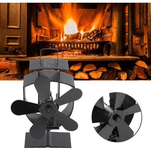  Hilitand Heat Powered Stove Fan, Larger Air Flow 5 Blade Portable Heat Powered Stove Fireplace Fan for Wood Burning/Log Burner