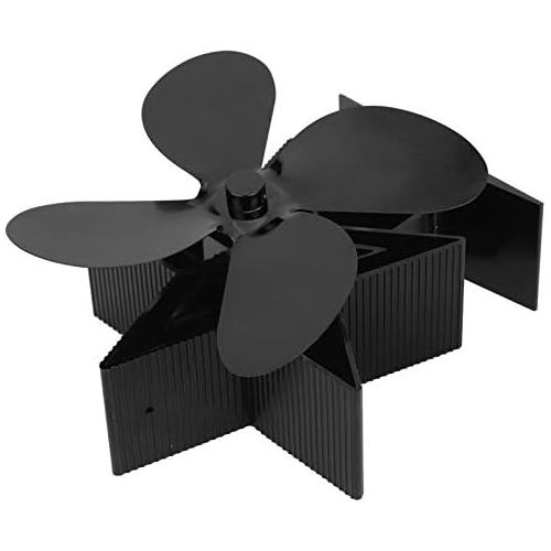  Hilitand Fireplace Heat Fan,Environmentally Friendly and Selfpowered 4 Blade Thermal Heat Powered Wood Stove Fan Fireplace Accessory for Heat Distribution(Black)