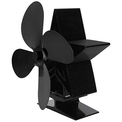  Hilitand Fireplace Heat Fan,Environmentally Friendly and Selfpowered 4 Blade Thermal Heat Powered Wood Stove Fan Fireplace Accessory for Heat Distribution(Black)