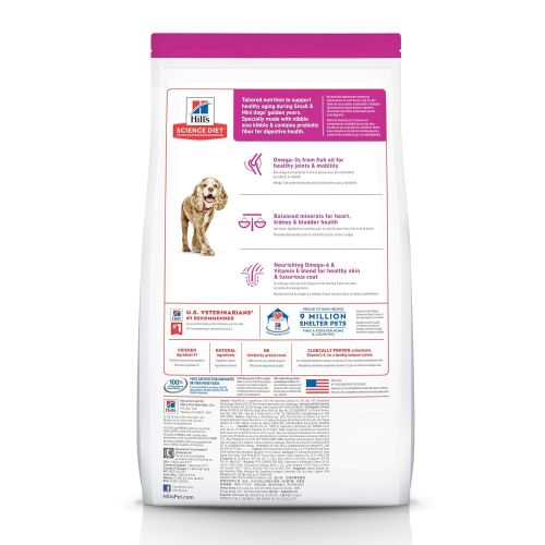  Hills Science Diet Dry Dog Food, Adult 11+ For Senior Dogs, Small Paws for Small Breeds, Chicken Meal, Barley & Brown Rice Recipe