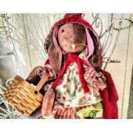 HillcountryDollmaker Red Riding Hood Bunny, Button-Jointed Waldorf Inspired, custom order