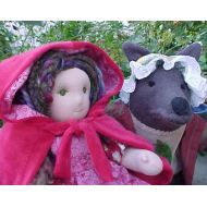 HillcountryDollmaker Red Riding Hood and Wolfie, Custom Waldorf Doll Set