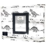 [아마존베스트]Hillcrest kids Dinosaur in Traffic Gray Scale on White FULL Sheet Set | 100% Cotton