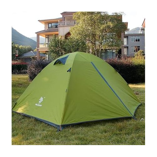  3-4 Season 2 3 Person Lightweight Backpacking Tent Windproof Camping Tent Awning Family Tent Two Doors Double Layer with Aluminum rods for Outdoor Camping Family Beach Hunting Hiking Travel