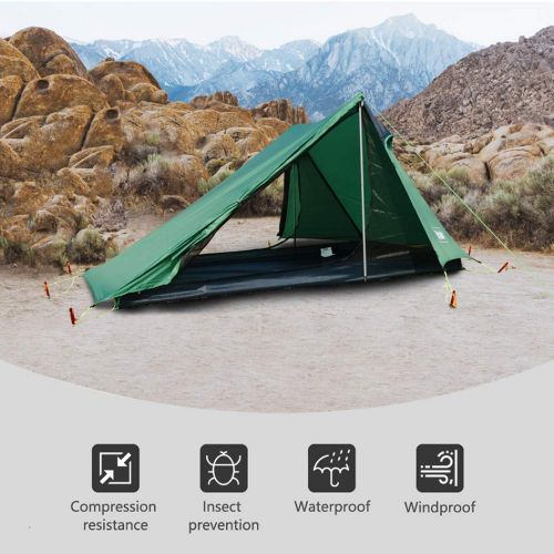  Hillman Top Lander A Peak 1-2 Person Poleless Ultralight Backpacking Tent for Outdoor Hiking Camping Mountaineering Travel Waterproof Lightweight Solo Bivvy