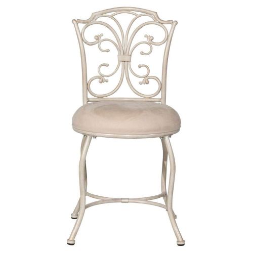  Hillsdale Furniture Vanity Stool in White and Gold Color