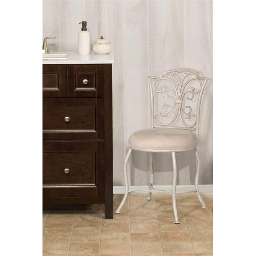  Hillsdale Furniture Vanity Stool in White and Gold Color