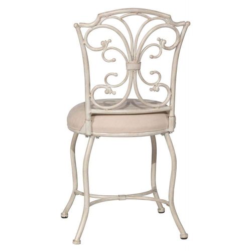  Hillsdale Furniture Vanity Stool in White and Gold Color