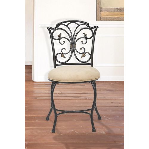  Hillsdale Furniture 50833H Sparta Vanity Stool Black with Gold Highlighted Accents