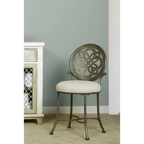  Hillsdale Furniture 50981 Marsala Vanity Stool Gray with Brown highlighting with Cream Fabric