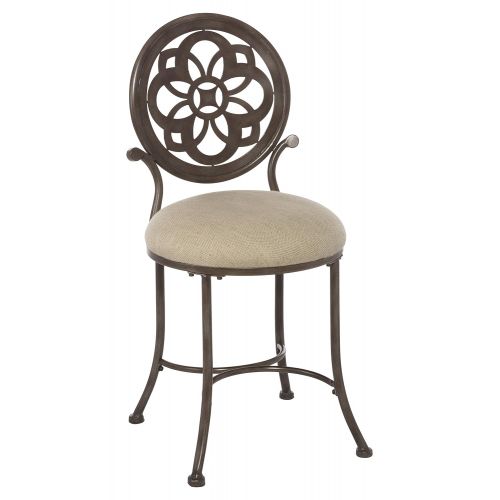  Hillsdale Furniture 50981 Marsala Vanity Stool Gray with Brown highlighting with Cream Fabric