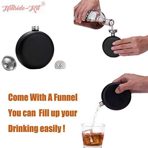  [아마존베스트]Hillside-Kit Booze Shot Flask- AB Crystal Lid Creative 304 Stainless Steel Wine Alcohol Liquor Flask for Women Girls Men Party Hand Size Flask-5OZ (Black)