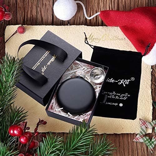  [아마존베스트]Hillside-Kit Booze Shot Flask- AB Crystal Lid Creative 304 Stainless Steel Wine Alcohol Liquor Flask for Women Girls Men Party Hand Size Flask-5OZ (Black)