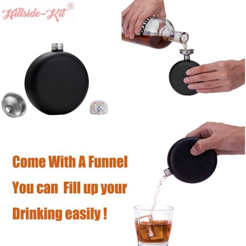  [아마존베스트]Hillside-Kit Booze Shot Flask- AB Crystal Lid Creative 304 Stainless Steel Wine Alcohol Liquor Flask for Women Girls Men Party Hand Size Flask-5OZ (Black)