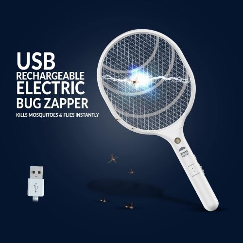  Himalayan Glow Bug Zapper Rechargeable Racket, Electric Fly Swatter, 3,000 Volt, USB Charging Cable - 2 PCS