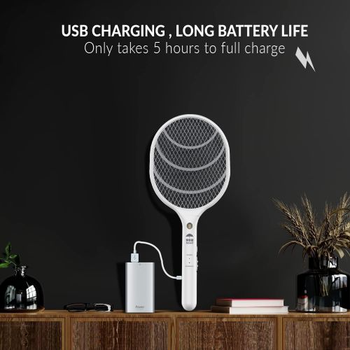  Himalayan Glow Bug Zapper Rechargeable Racket, Electric Fly Swatter, 3,000 Volt, USB Charging Cable - 2 PCS