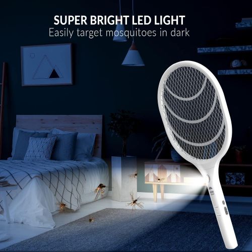  Himalayan Glow Bug Zapper Rechargeable Racket, Electric Fly Swatter, 3,000 Volt, USB Charging Cable - 2 PCS