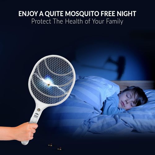  Himalayan Glow Bug Zapper Rechargeable Racket, Electric Fly Swatter, 3,000 Volt, USB Charging Cable - 2 PCS