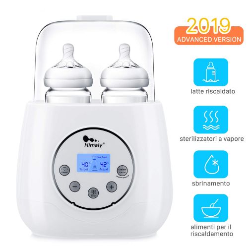  Himaly Flaschenwarmer Baby Unterwegs Babykostwarmer mit Warmhaltefunktion LED-Display fuer Babyflaschen Schnell Doppel Flaschen Warmer Weiss