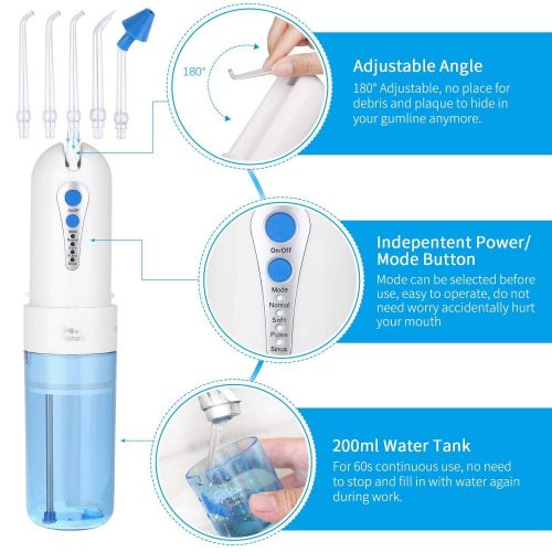  [아마존 핫딜]  [아마존핫딜]Himaly Elektrische Munddusche Kabellos Zahn Munddusch Tragbare Reise Mund Dusche Zahnbuerste Mobile Mundspuelgerat Water Flosser Aufladbar Zahnreiniger Zahnreinigung Zahnpflege mit 2