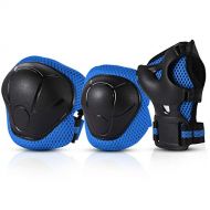 Hindom Kids Protective Gear Knee Elbow Wrist Pads for BikingCyclingRiding, Scooter, Skateboard, Skating, 6 Colors